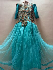 Stunning Teal Embellished Ethnic Gown