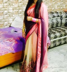 Elegant Pink & Purple Saree