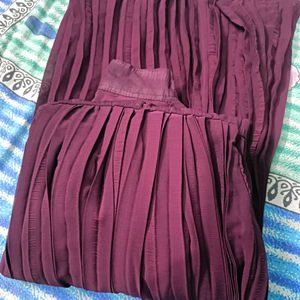 Elegant Pleated Wine Colored frock