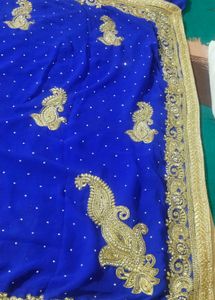 stunning royal blue sari with blouse
