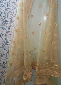 Elegant Gold Embroidered Indian Scarf