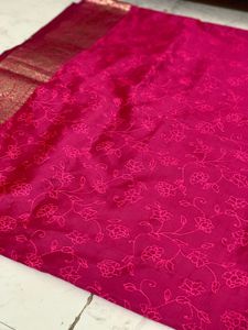 Beautiful Pink Chanderi Silk Saree