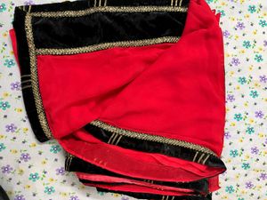 Elegant Saree with Black Velvet Blouse