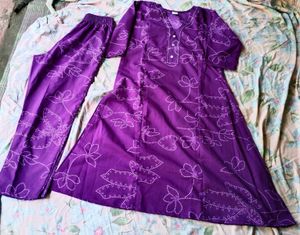 Purple Floral Kurta Set