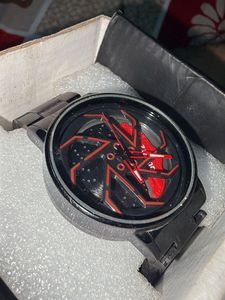 Men's Black &amp; Red Spider Web Watch