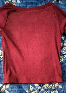 Burgundy Ribbed Knit Top