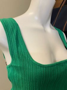 Green Ribbed Square Neck Tank Top 🍋