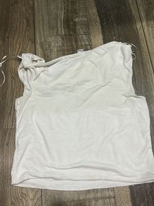 White Cowl Neck Sleeveless Top