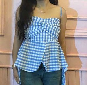 Blue  Peplum Top