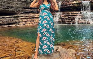🩵💙OG Harpa Floral Ruffle Teal Maxi Dress🩵💙