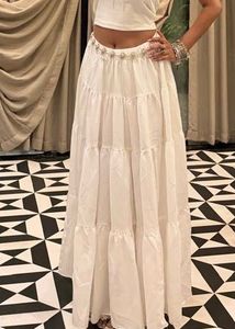 Flowy White Tiered Maxi Skirt