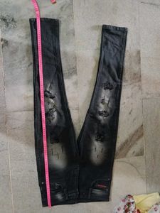 Men's Distressed Black Jeans