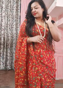 Gulmohar Red Chiffon Saree