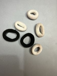 Elastic Hair Ties - Black &amp; White (Set of 5)