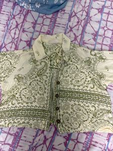 Stylish Paisley Cropped Print Shirt