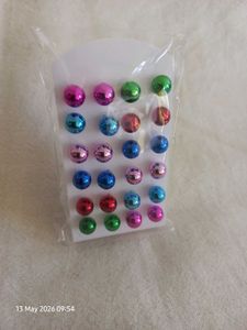 Multi-Color Ball Stud Earrings Set