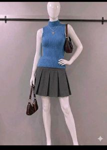 Ribbed Mock Neck Sleeveless Top