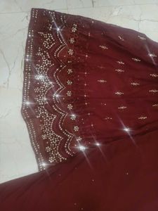 Maroon Embroidered Anarkali Suit