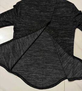 Marled black Grey Long Sleeve Top