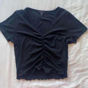 New Look Black Ruched Crop Top