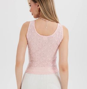 Pink Tie-Front Tank Top
