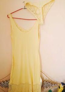 Vintage Yellow Lace Slip Dress