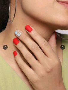 Matte Red &amp; Plaid Press-On Nails