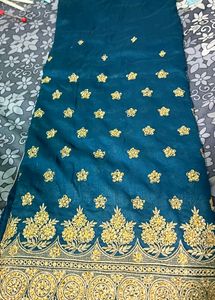 PeacockColour Designer Saree With Blause For Women