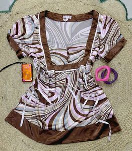 ♡ Vintage Swirl Satin Babydoll Top ♡