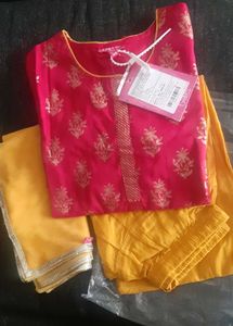 Biba fuchsia kurta set for girls