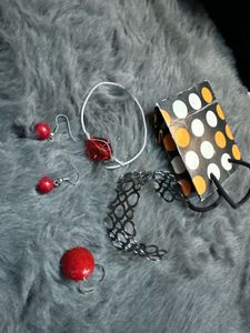 Red & Silver Jewelry Set