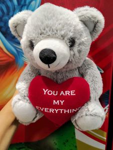 Gray Teddy Bear with Heart