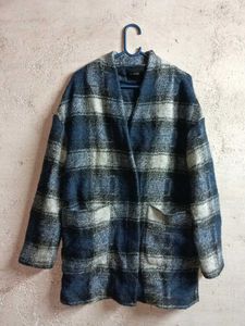 Cozy Plaid Open Front Zipper Wool Jacket