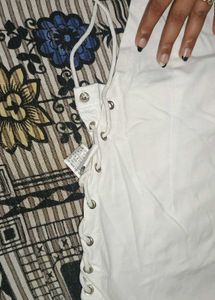 White "Lover" Lace-Up Crop Top