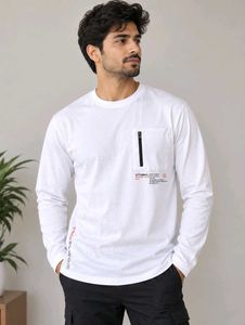 Men's White Long Sleeve Graphic T-Shirt