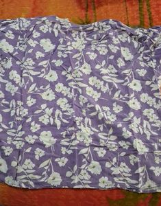 Purple Floral Print V-Neck Top