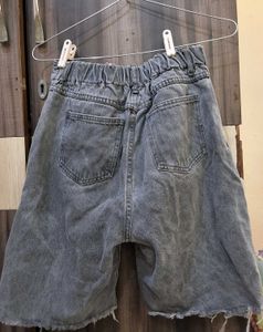 washed grey denim shorts