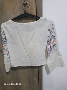 Boho Embroidered Bell Sleeve Blouse