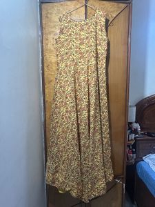Embroidered Blue Jacket with Yellow Kurta