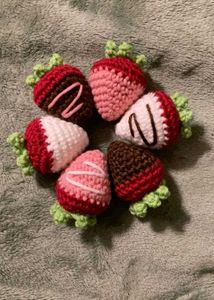 Handmade Crochet Strawberry Keychain🍓