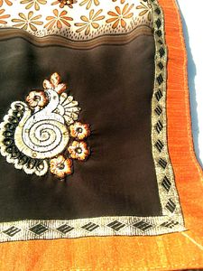 New Elegant Floral Embroidered Saree