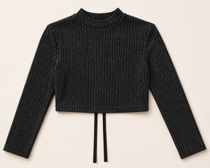 Black Shimmer Open-Back Crop Top