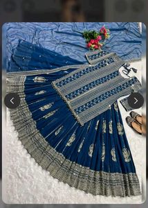 Elegant Blue Lehenga Choli Set unstiched skirt