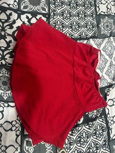 Red Strapless Cinched Top