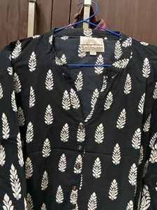 Black printed kurta