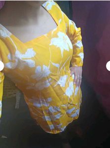 Yellow Floral Kurta Top