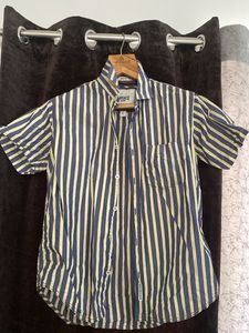 Vintage Striped Short Sleeve Button-Up Shirt
