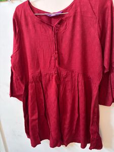 libas Stylish Red peplum short kurti
