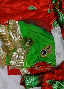 Green and Red colour chunri dress