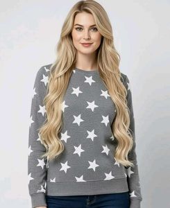 Grey Star Print Sweatshirt